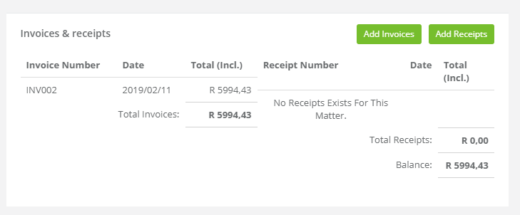 Create Invoices and Receipts summary widget