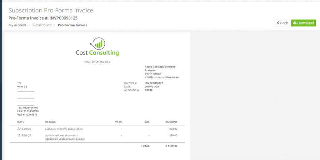 Pro-Forma Invoice