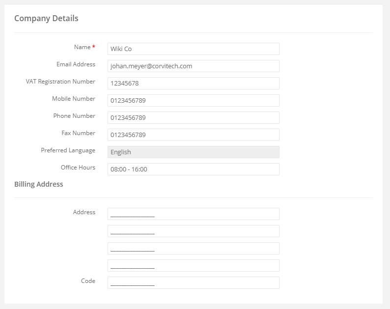 Setting up your company information