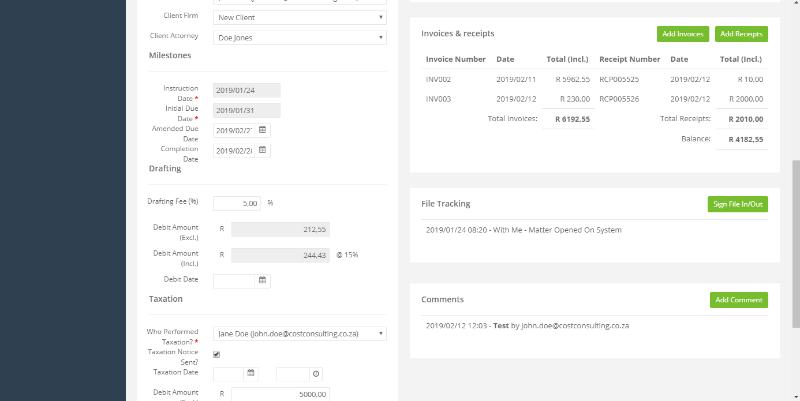 Updating matter comments for collaboration in team